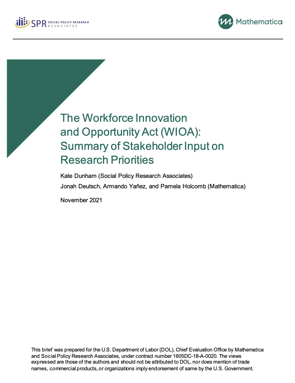 The Workforce Innovation And Opportunity Act (WIOA): Summary Of ...